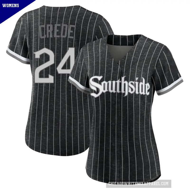 Women's No.24 Joe Crede Chicago White Sox Black Authentic 2021 City Connect Jersey