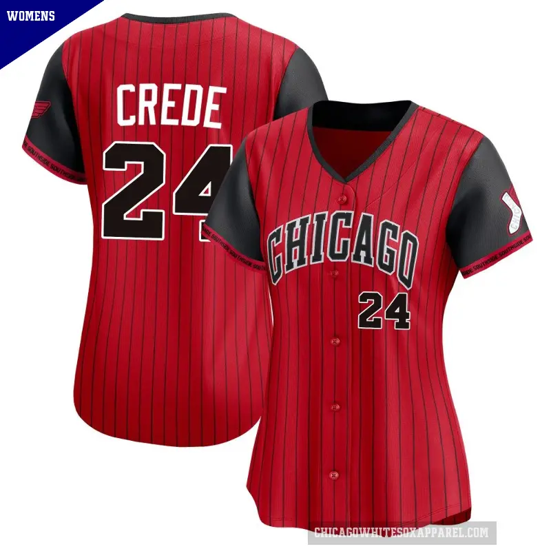 Women's No.24 Joe Crede Chicago White Sox Red/Black Limited 2025 City Connect Jersey