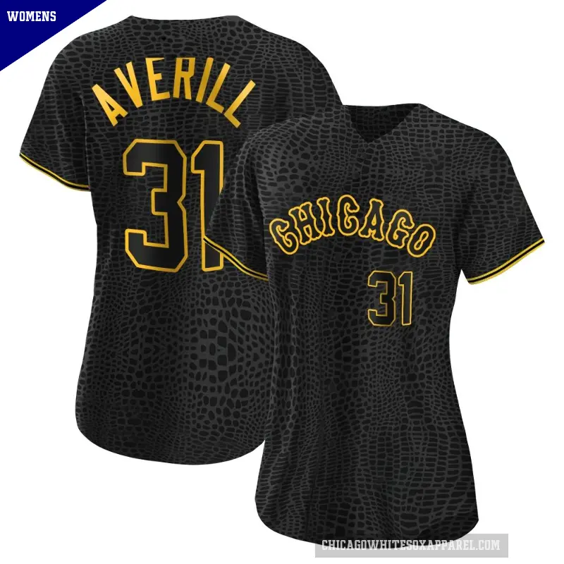 Women's No.31 Earl Averill Chicago White Sox Black Authentic Snake Skin City Jersey