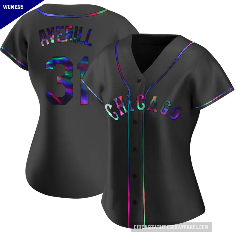 Women's No.31 Earl Averill Chicago White Sox Black Replica Holographic Alternate Jersey