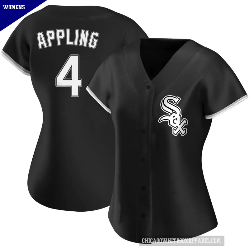 Women's No.4 Luke Appling Chicago White Sox Black Replica Alternate Jersey