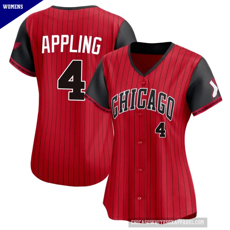 Women's No.4 Luke Appling Chicago White Sox Red/Black Limited 2025 City Connect Jersey