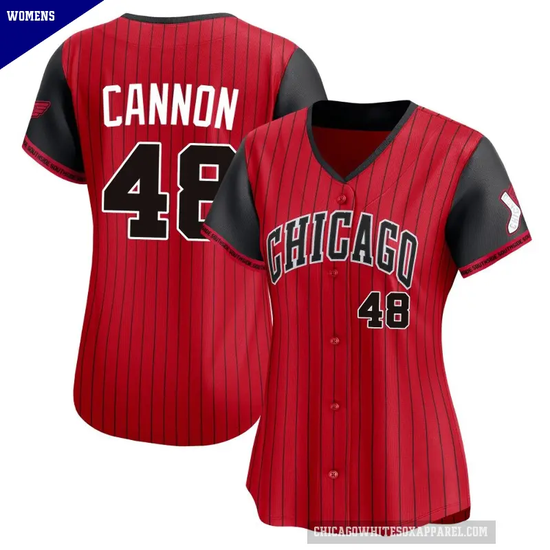 Women's No.48 Jonathan Cannon Chicago White Sox Red/Black Limited 2025 City Connect Jersey