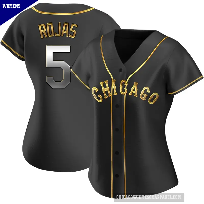 Women's No.5 Josh Rojas Chicago White Sox Gold Replica Black en Alternate Jersey