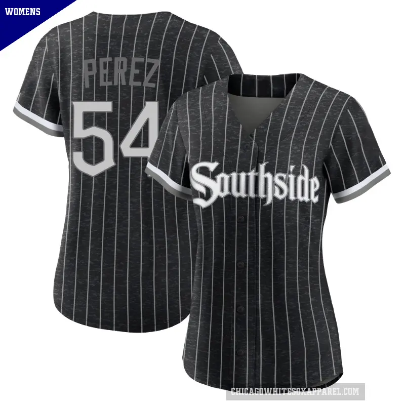Women's No.54 Martin Perez Chicago White Sox Black Replica 2021 City Connect Jersey