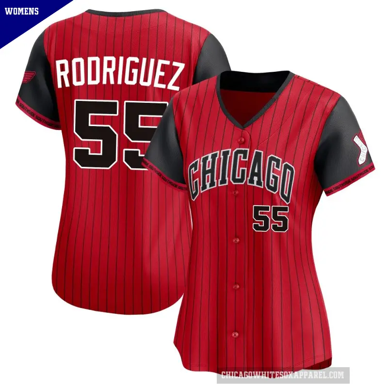 Women's No.55 Jose Rodriguez Chicago White Sox Red/Black Limited 2025 City Connect Jersey