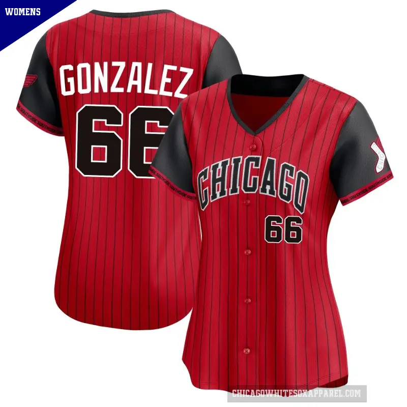 Women's No.66 Wikelman Gonzalez Chicago White Sox Red/Black Limited 2025 City Connect Jersey