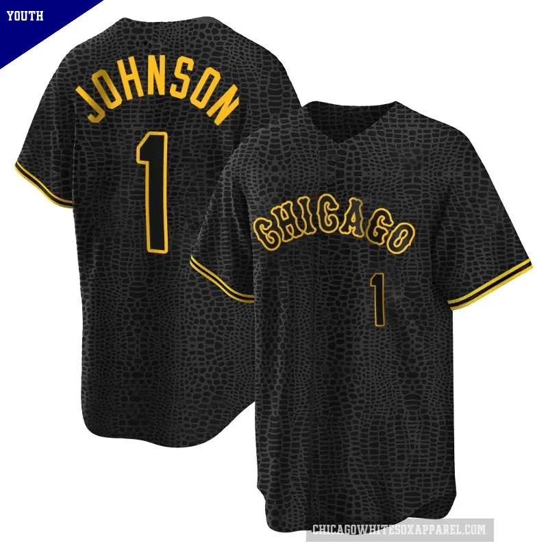 Youth No.1 Lance Johnson Chicago White Sox Black Replica Snake Skin City Jersey