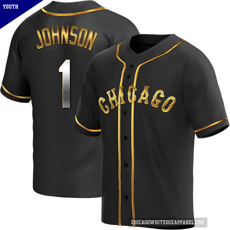 Youth No.1 Lance Johnson Chicago White Sox Gold Replica Black en Alternate Jersey