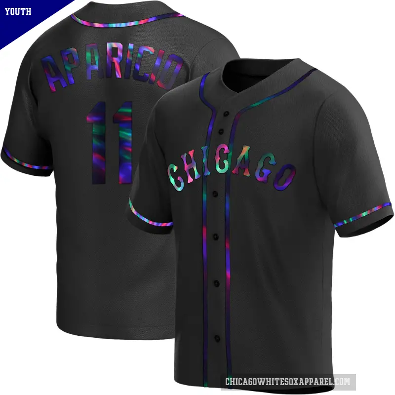 Youth No.11 Luis Aparicio Chicago White Sox Black Replica Holographic Alternate Jersey