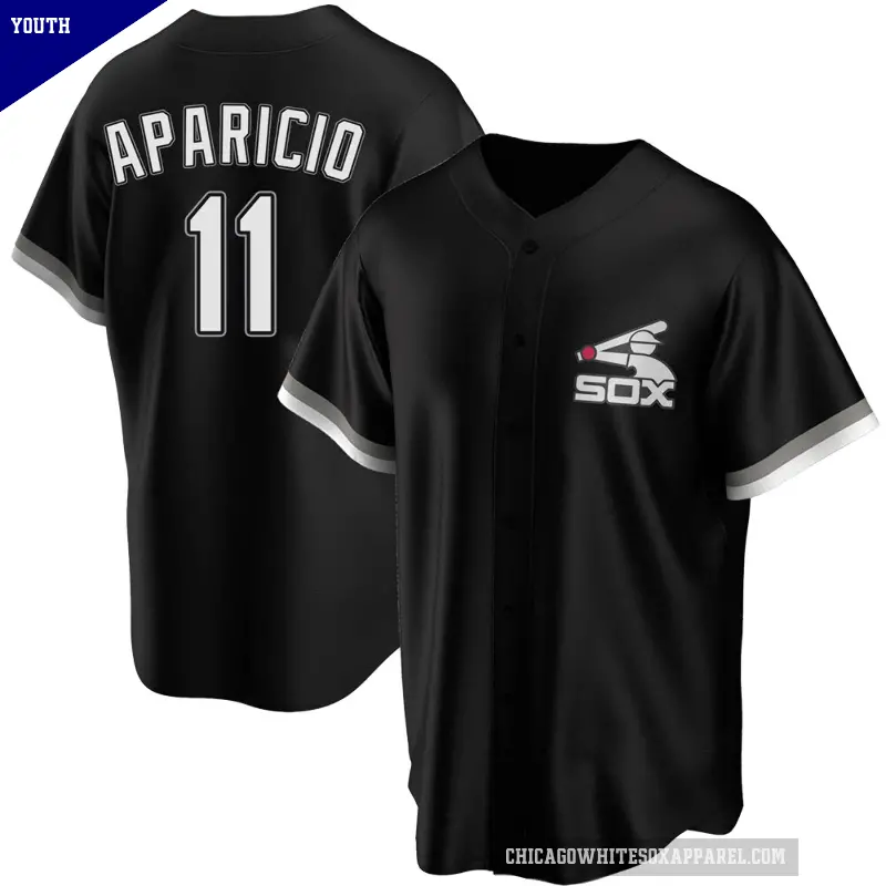 Youth No.11 Luis Aparicio Chicago White Sox Black Replica Spring Training Jersey