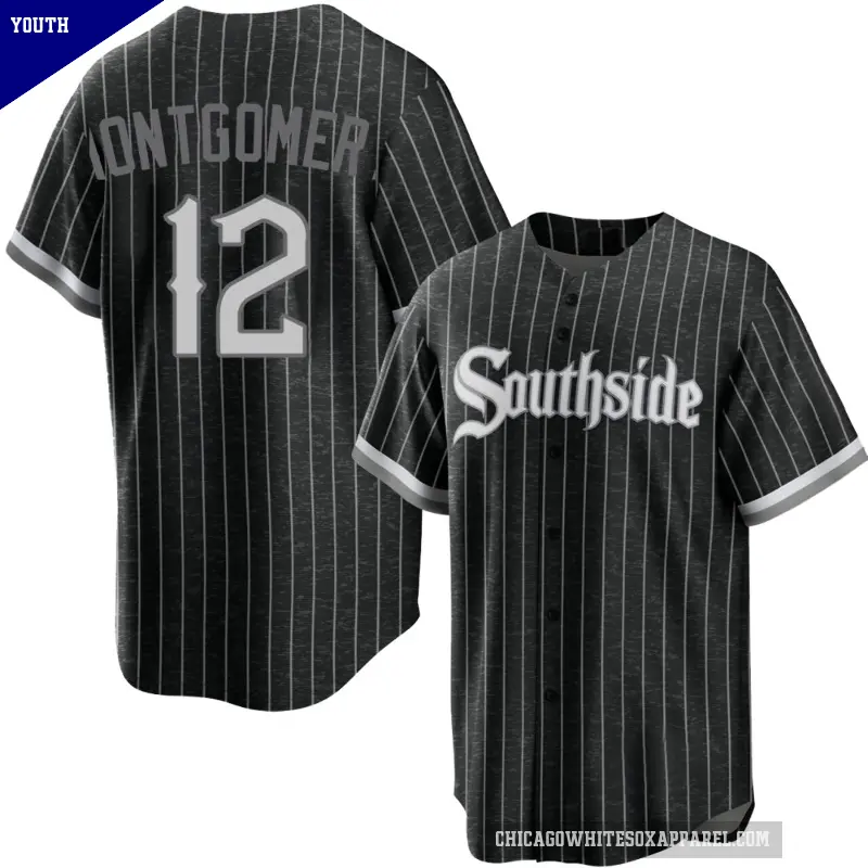 Youth No.12 Colson Montgomery Chicago White Sox Black Replica 2021 City Connect Jersey