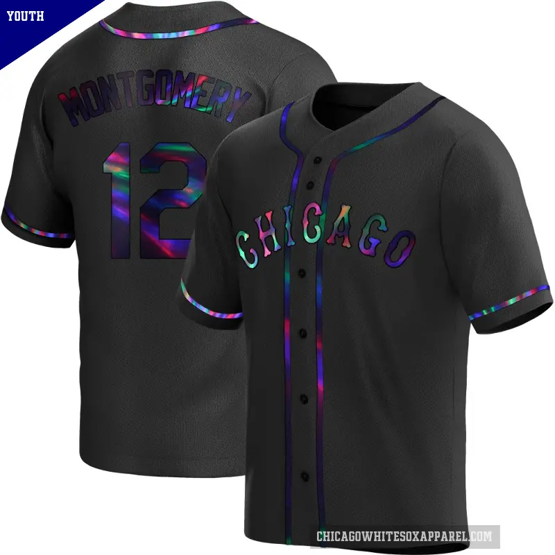 Youth No.12 Colson Montgomery Chicago White Sox Black Replica Holographic Alternate Jersey
