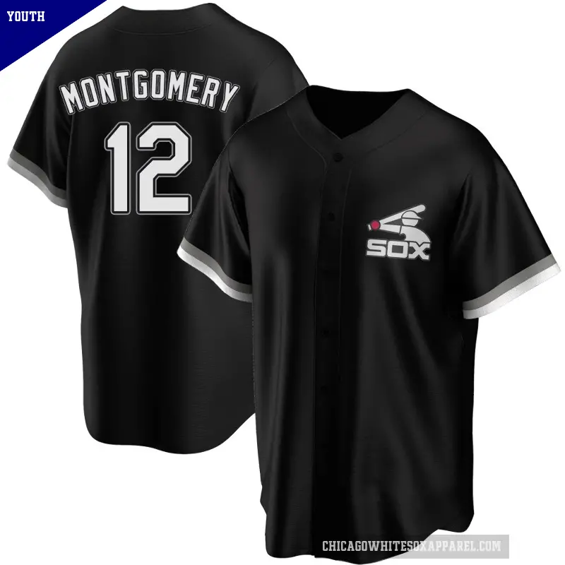 Youth No.12 Colson Montgomery Chicago White Sox Black Replica Spring Training Jersey