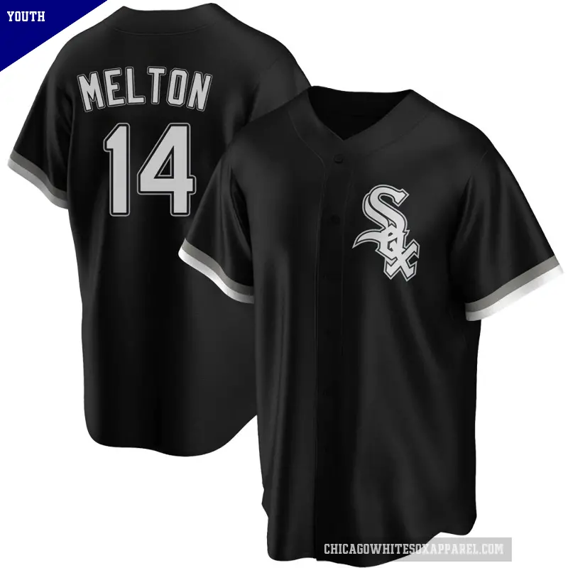 Youth No.14 Bill Melton Chicago White Sox Black Replica Alternate Jersey