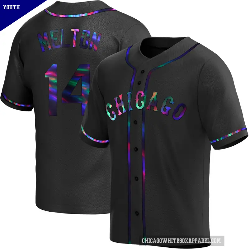 Youth No.14 Bill Melton Chicago White Sox Black Replica Holographic Alternate Jersey