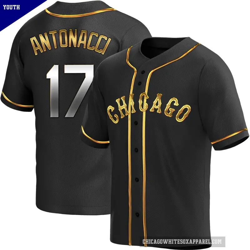 Youth No.17 Sam Antonacci Chicago White Sox Gold Replica Black en Alternate Jersey