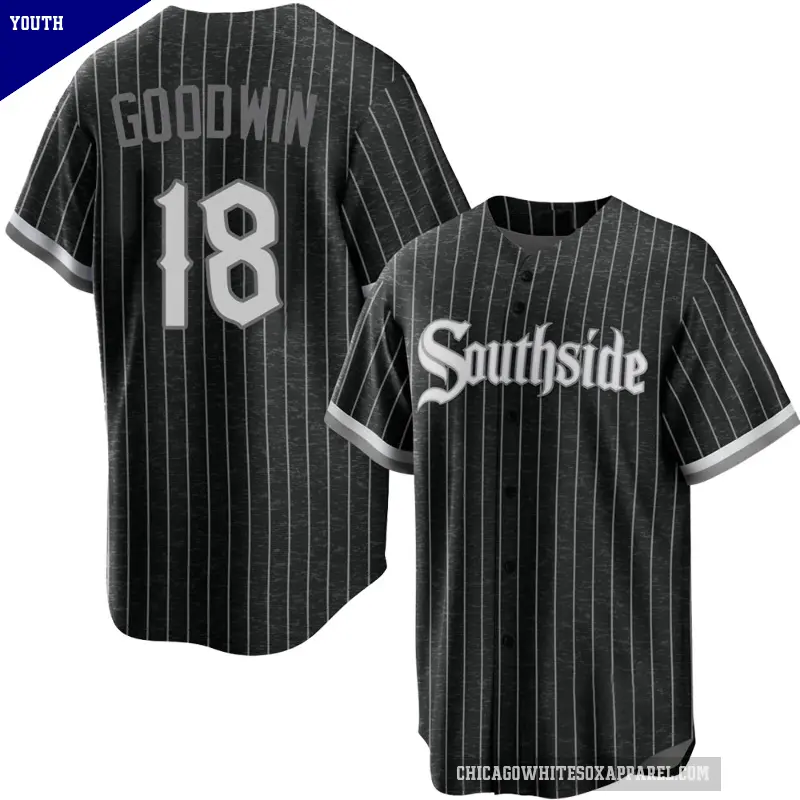 Youth No.18 Brian Goodwin Chicago White Sox Black Replica 2021 City Connect Jersey