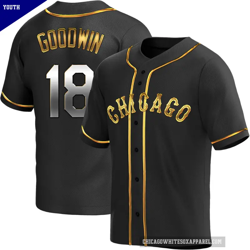 Youth No.18 Brian Goodwin Chicago White Sox Gold Replica Black en Alternate Jersey