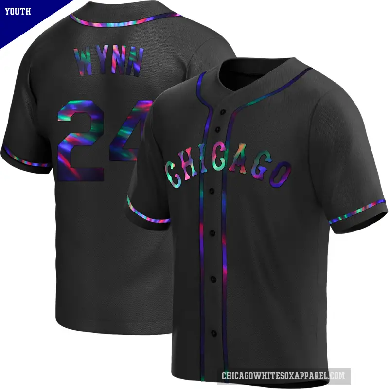 Youth No.24 Early Wynn Chicago White Sox Black Replica Holographic Alternate Jersey