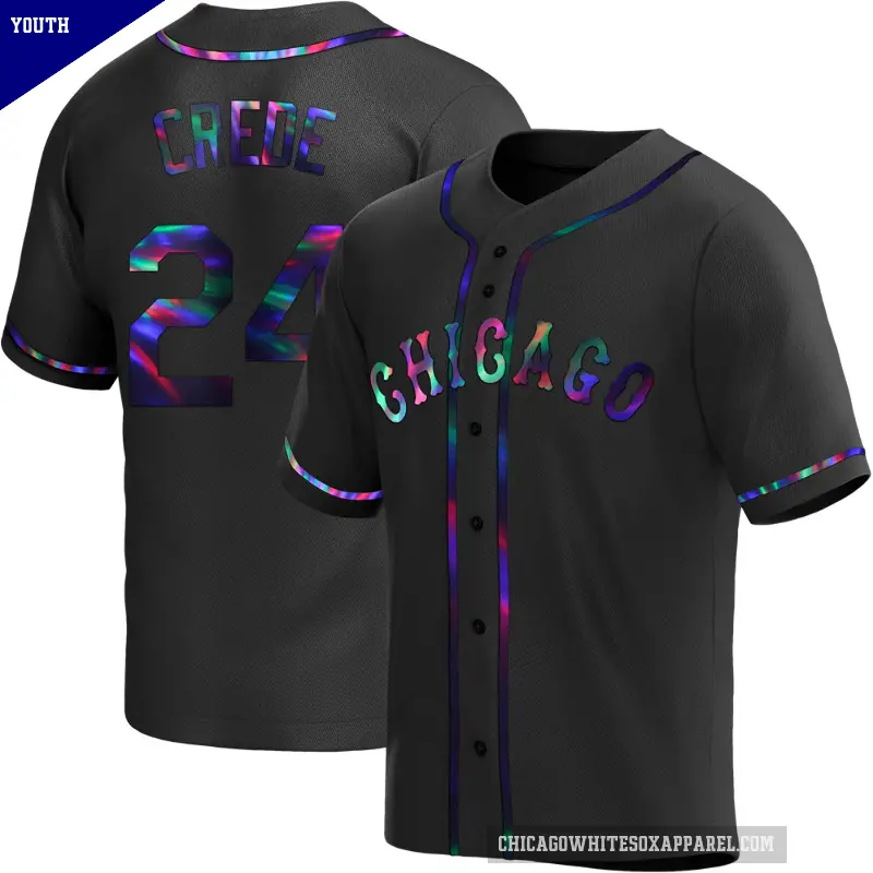 Youth No.24 Joe Crede Chicago White Sox Black Replica Holographic Alternate Jersey