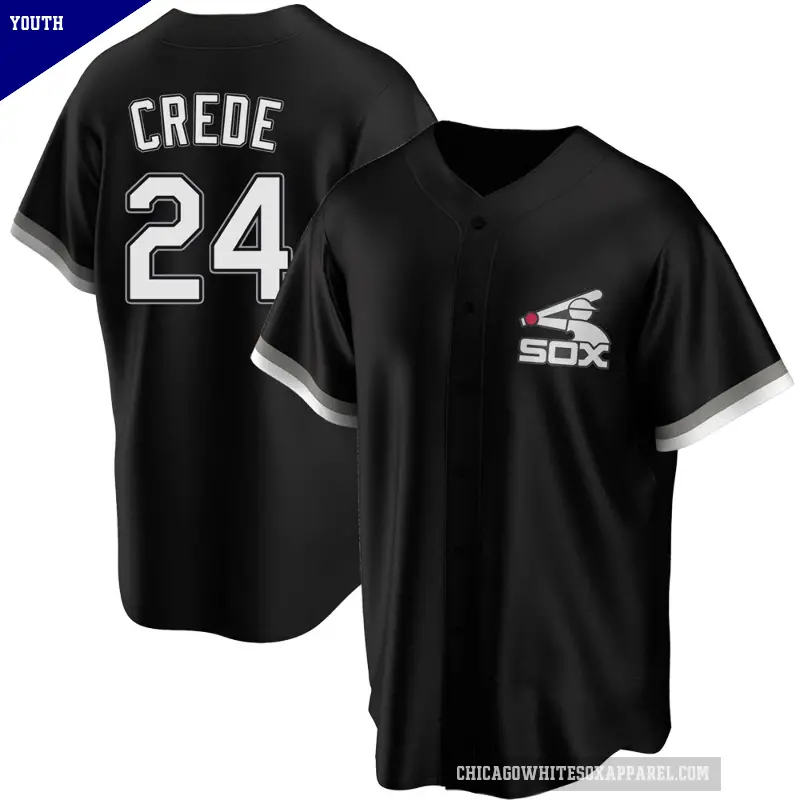 Youth No.24 Joe Crede Chicago White Sox Black Replica Spring Training Jersey