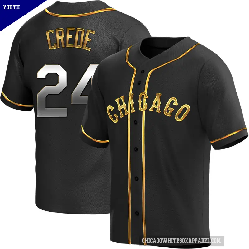 Youth No.24 Joe Crede Chicago White Sox Gold Replica Black en Alternate Jersey