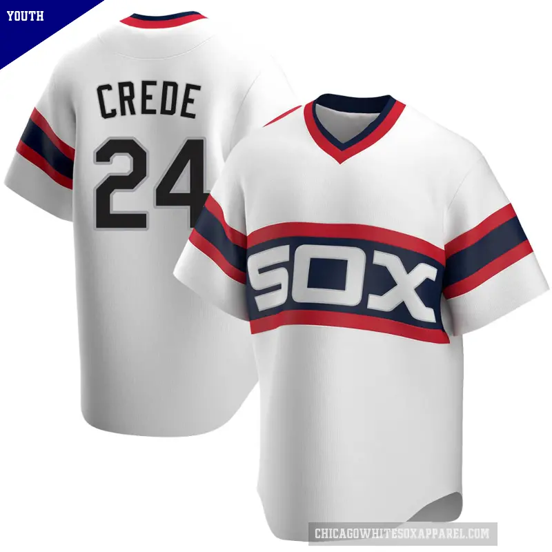Youth No.24 Joe Crede Chicago White Sox White Replica Cooperstown Collection Jersey