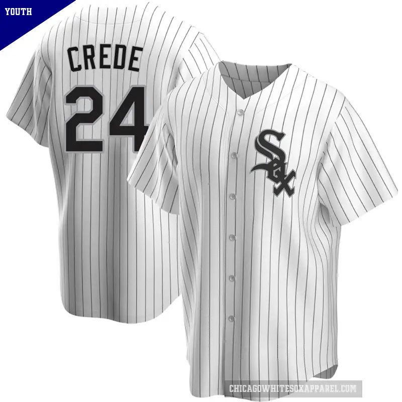 Youth No.24 Joe Crede Chicago White Sox White Replica Home Jersey