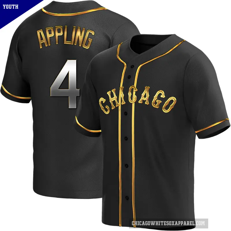 Youth No.4 Luke Appling Chicago White Sox Gold Replica Black en Alternate Jersey