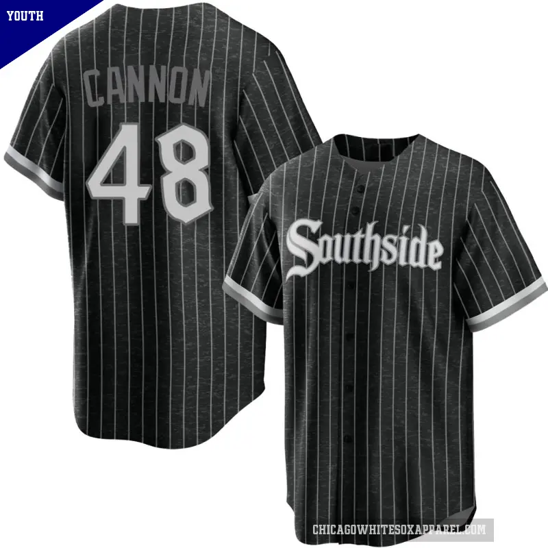 Youth No.48 Jonathan Cannon Chicago White Sox Black Replica 2021 City Connect Jersey