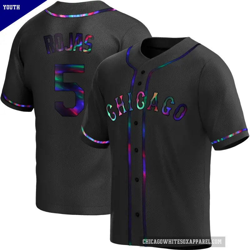 Youth No.5 Josh Rojas Chicago White Sox Black Replica Holographic Alternate Jersey