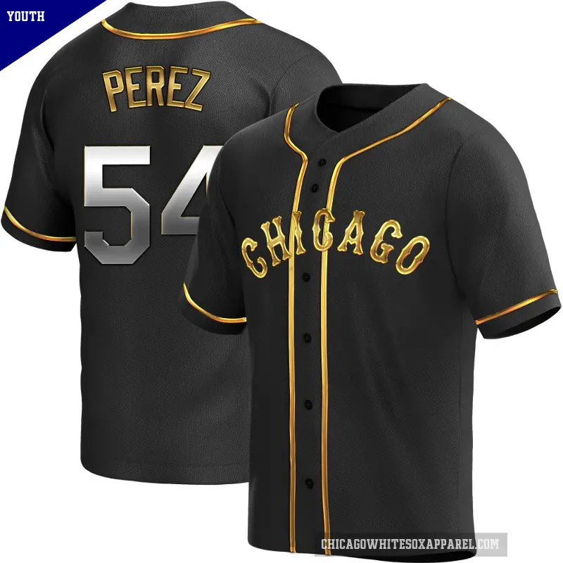 Youth No.54 Martin Perez Chicago White Sox Gold Replica Black en Alternate Jersey
