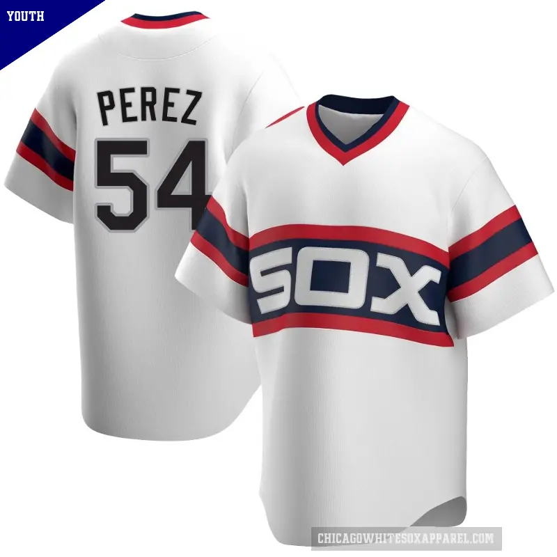 Youth No.54 Martin Perez Chicago White Sox White Replica Cooperstown Collection Jersey