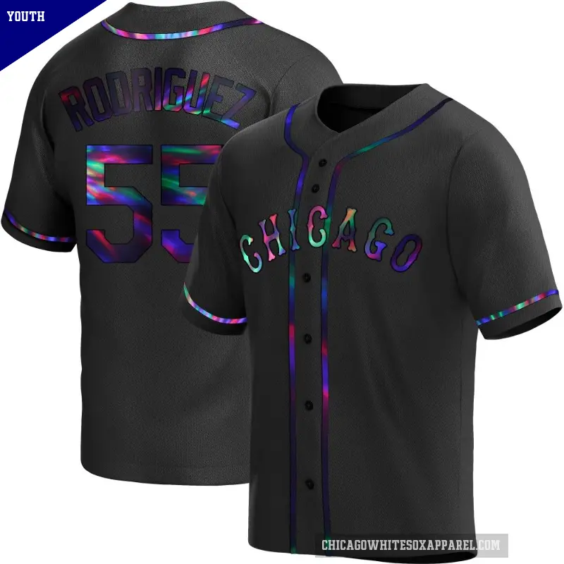 Youth No.55 Jose Rodriguez Chicago White Sox Black Replica Holographic Alternate Jersey